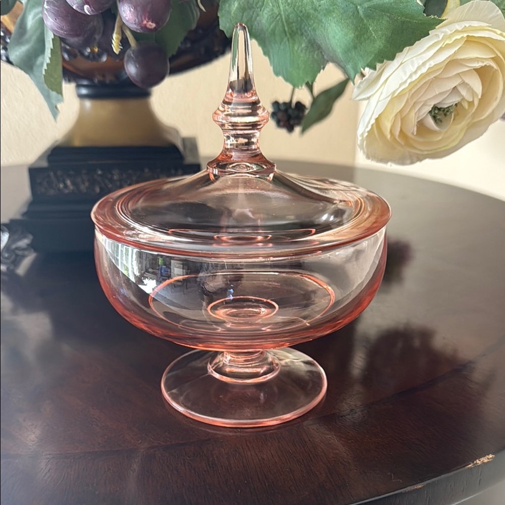 Vintage Rare Pink Glass Candy Dish